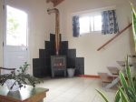 Wood stove in the living area